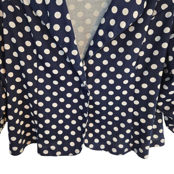 Vamp Women's Blazer 2X 2XL 2 X Blue Dot  Misses Plus Size 18W 20W Coat Jacket - Picture 3 of 8